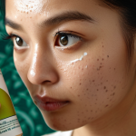 **

Close-up shot of a woman meticulously reading the ingredient list on a vegan face moisturizer, looking concerned. Focus on her expressive eyes and the small print on the packaging. Subtle Malaysian-inspired patterns in the background.

**